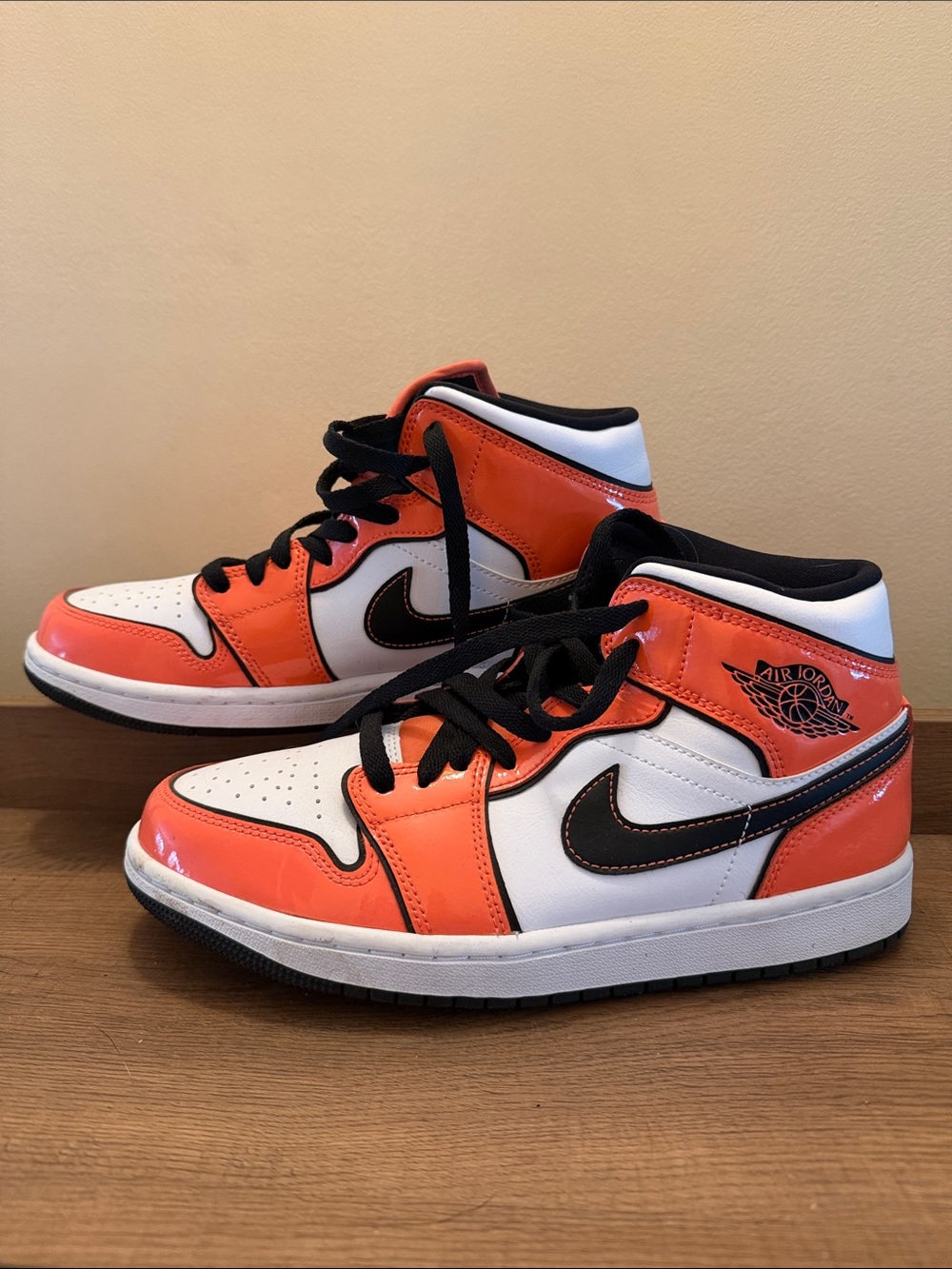 Air Jordan men’s ' Mid-Top Sneakers in Orange, White & Black size 7.5